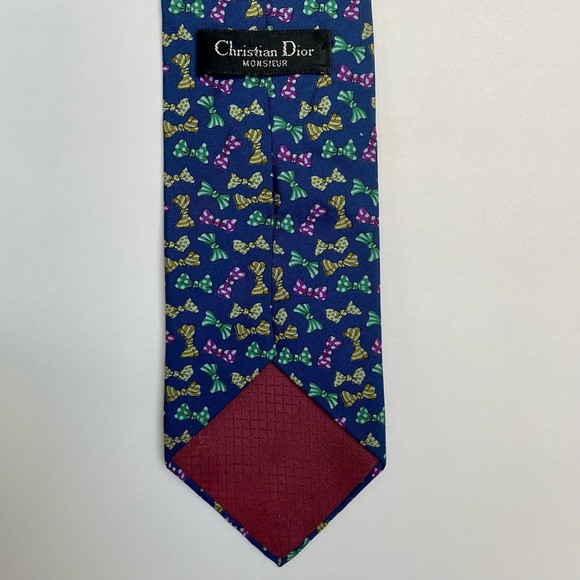 ✨Christian Dior Monsieur 100% Silk Men’s Tie w/ Bow Tie Pattern, Rare, Vintage - Picture 6 of 6